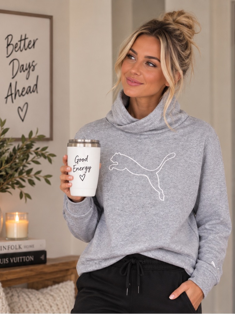 Puma Asymmetrical Cowlneck Pullover Sweatshirt